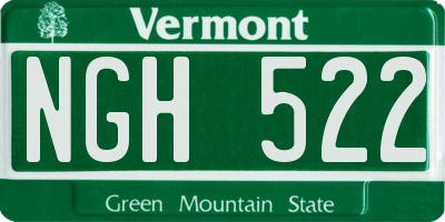 VT license plate NGH522