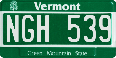 VT license plate NGH539