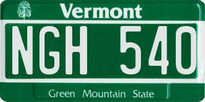 VT license plate NGH540