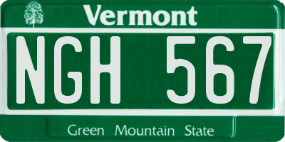 VT license plate NGH567