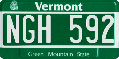 VT license plate NGH592