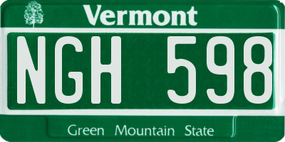 VT license plate NGH598