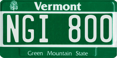 VT license plate NGI800