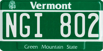 VT license plate NGI802
