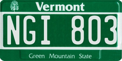 VT license plate NGI803