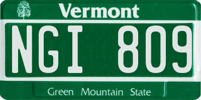VT license plate NGI809