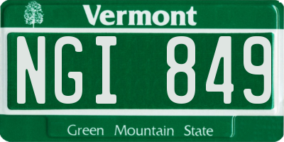 VT license plate NGI849