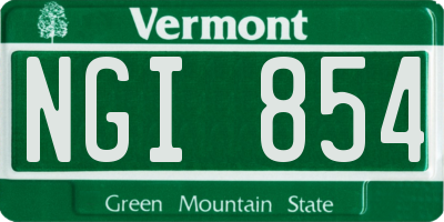 VT license plate NGI854