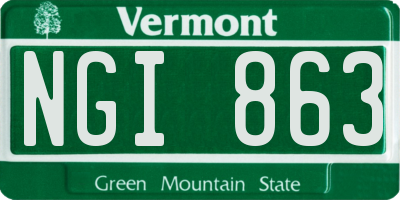 VT license plate NGI863