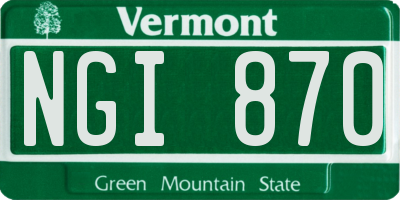 VT license plate NGI870