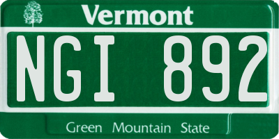 VT license plate NGI892