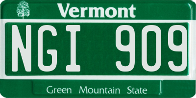 VT license plate NGI909