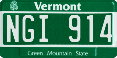 VT license plate NGI914