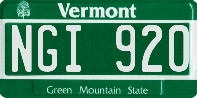 VT license plate NGI920