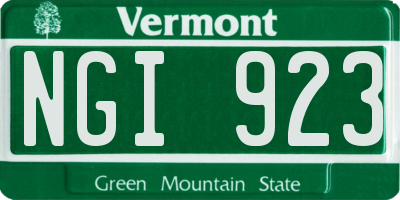 VT license plate NGI923
