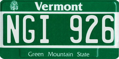 VT license plate NGI926