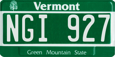 VT license plate NGI927