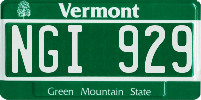 VT license plate NGI929