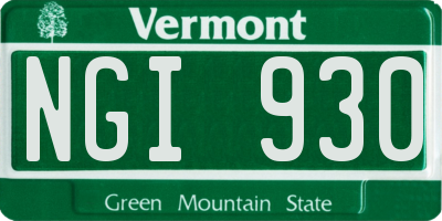 VT license plate NGI930