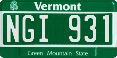 VT license plate NGI931