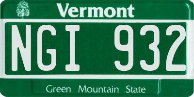 VT license plate NGI932
