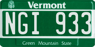 VT license plate NGI933