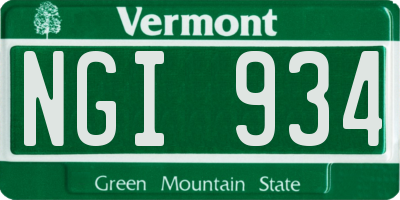 VT license plate NGI934