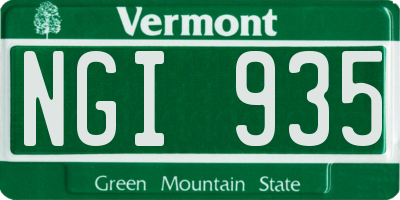 VT license plate NGI935