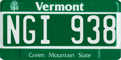 VT license plate NGI938