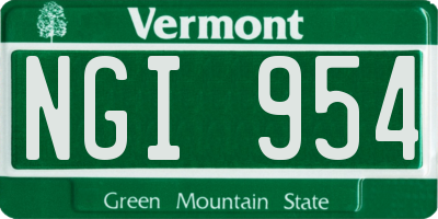 VT license plate NGI954