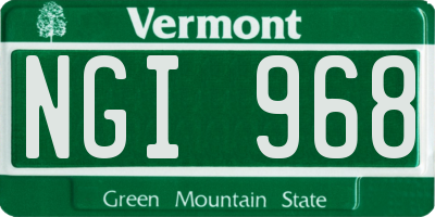 VT license plate NGI968