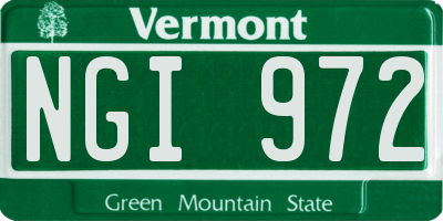VT license plate NGI972