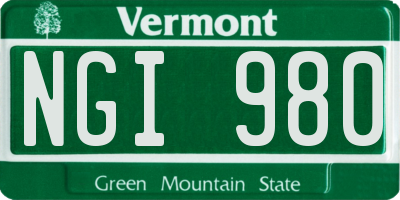 VT license plate NGI980
