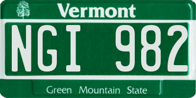 VT license plate NGI982