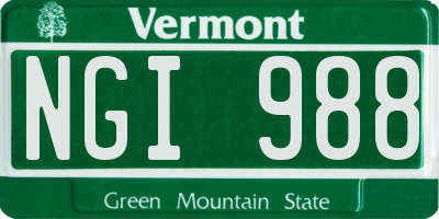 VT license plate NGI988