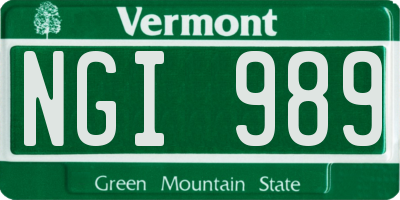 VT license plate NGI989