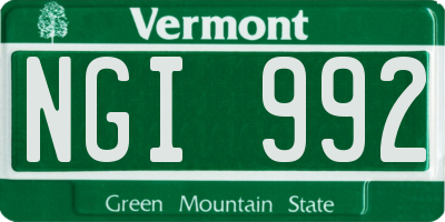 VT license plate NGI992