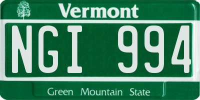 VT license plate NGI994