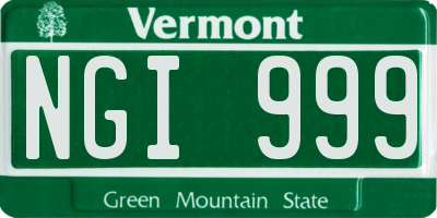VT license plate NGI999