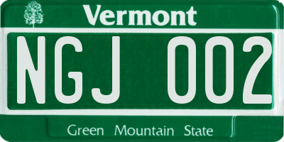 VT license plate NGJ002