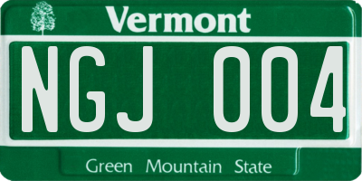 VT license plate NGJ004