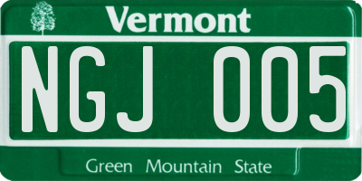 VT license plate NGJ005