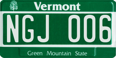 VT license plate NGJ006
