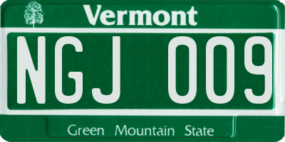 VT license plate NGJ009