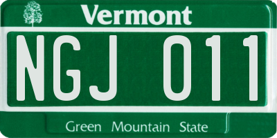 VT license plate NGJ011