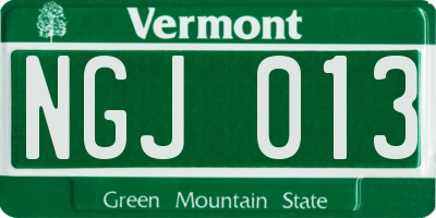VT license plate NGJ013