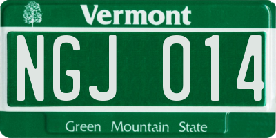 VT license plate NGJ014