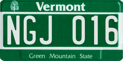 VT license plate NGJ016