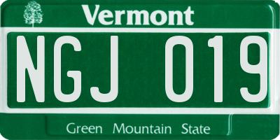 VT license plate NGJ019
