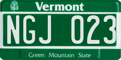 VT license plate NGJ023